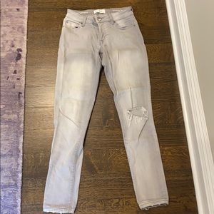 DL 1961 Emma Power Legging Jeans, Gray Distressed